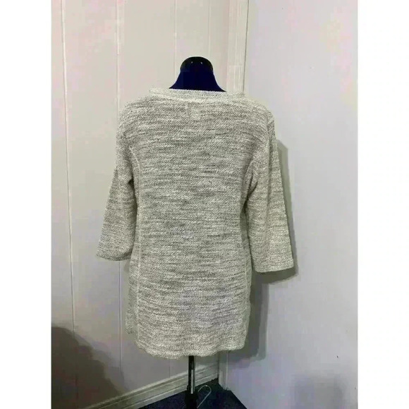 Liz Clairborne Sweater Large Gold Metallic Open Knit Kangaroo Pocket Pullover - Picture 3 of 10